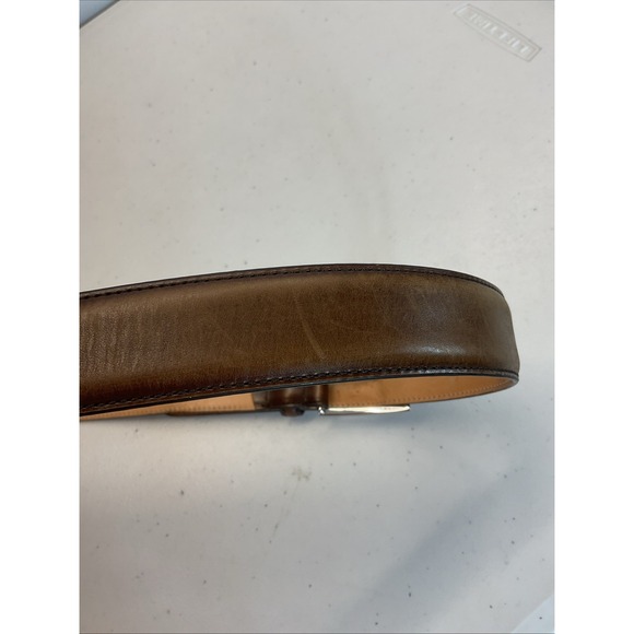 To Boot New York Brown Size 40 Leather Men's Belt Silver Buckle Handmade Italy - Picture 4 of 9